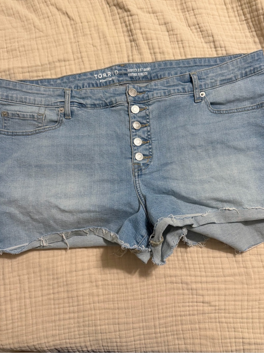 torrid Light Wash Button-Fly Denim Shorts